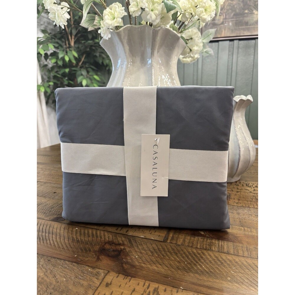 Queen Cotton Percale Duvet Set Mineral Blue - Casaluna NEW